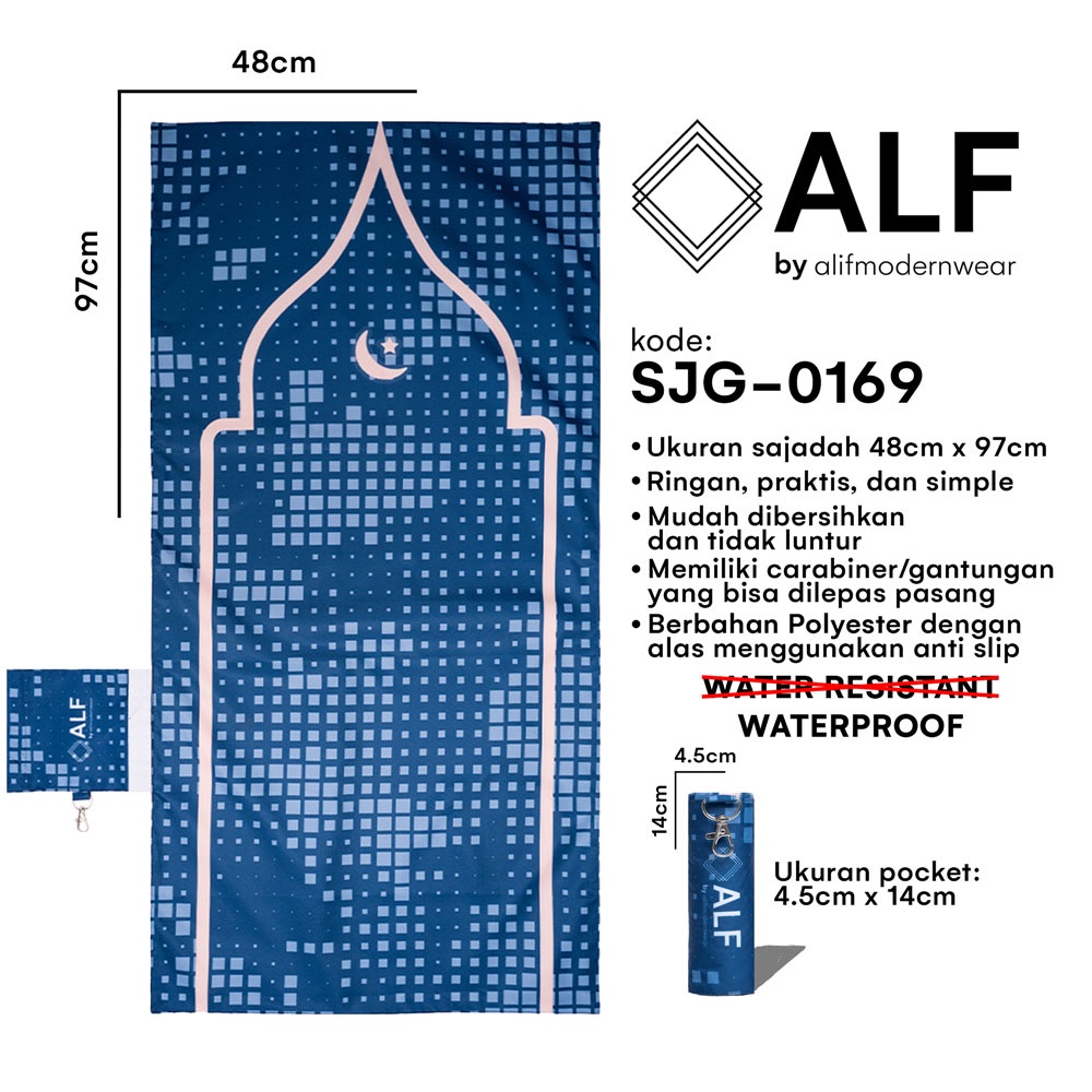 ALIF SAJADAH GENGGAM TRAVEL / SAKU / PORTABLE / WATERPROOF ( ALIF MODERN WEAR SJG-0169 )