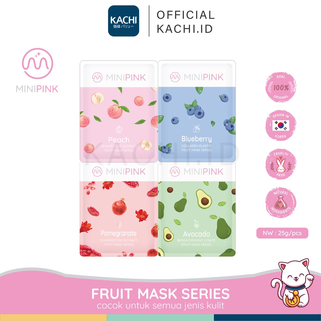 KACHI - MINIPINK Sheet Mask Hydrating Essence Face Mask Brightening Skin Care Masker Wajah MP001