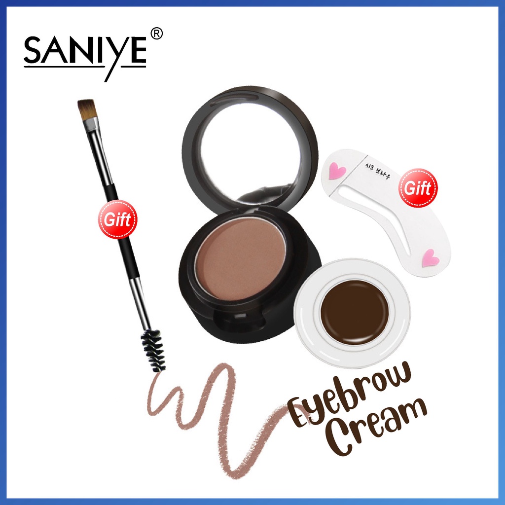 SANIYE 4 in 1 Eyebrow Cream &amp; Gel Eyebrow Powder Double Layer with Brush S09