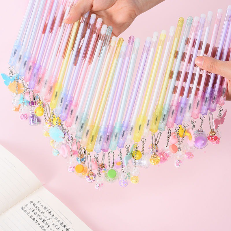 PART 1 PULPEN GEL GANTUNGAN LUCU KARAKTER DENGAN SEQUIN GLITTER BOLPOIN LUCU UNIK (KIM)