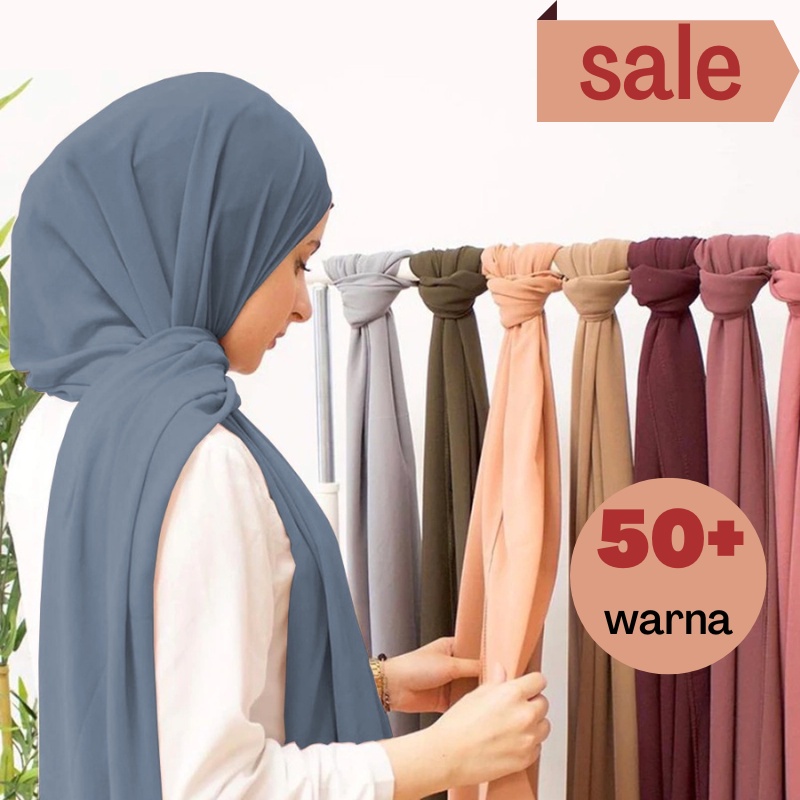 [COD] Pashmina Ceruty Babydoll 50 Warna | Hijab Jilbab Pasmina Ceruty Warna Terbaru