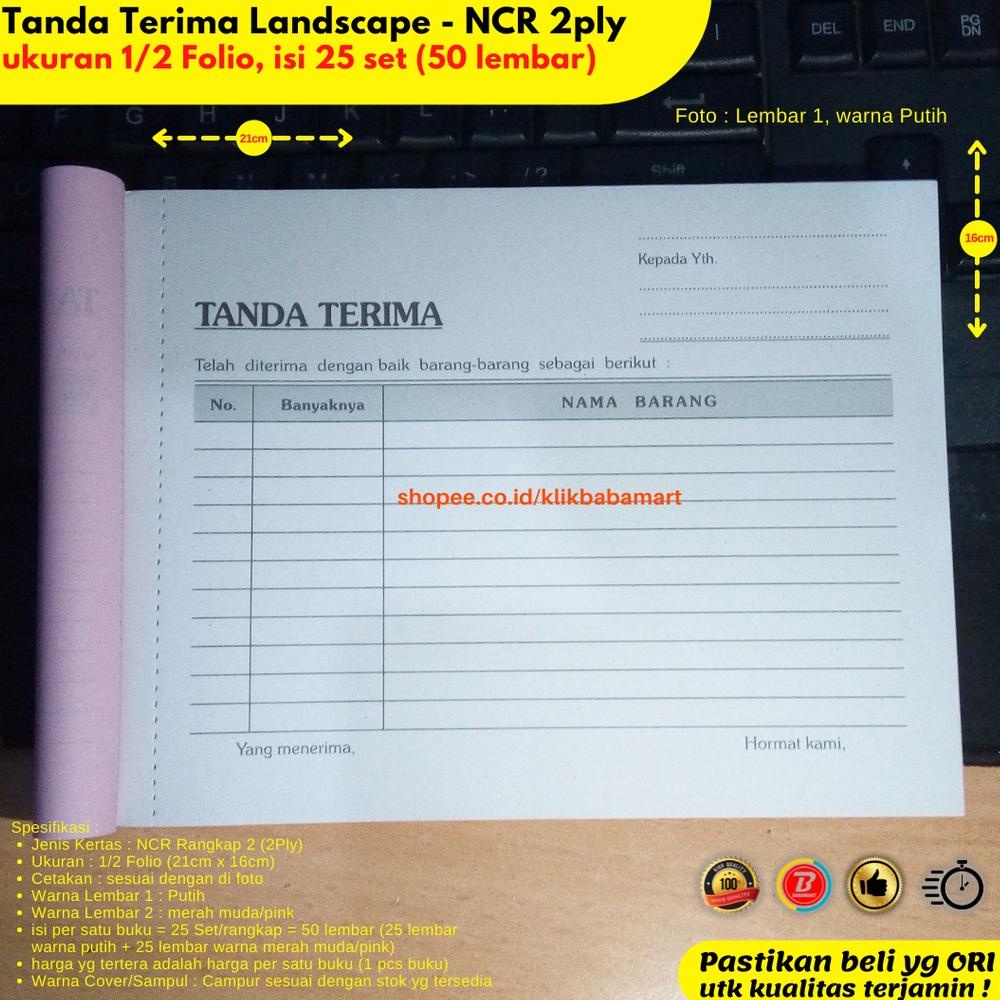 

↕gl Terupdate✿↕ BUKTI TANDA TERIMA BARANG LANDSCAPE 1/2 FOLIO 2 RANGKAP 2 PLY PUTIH MERAH Z33 ↕