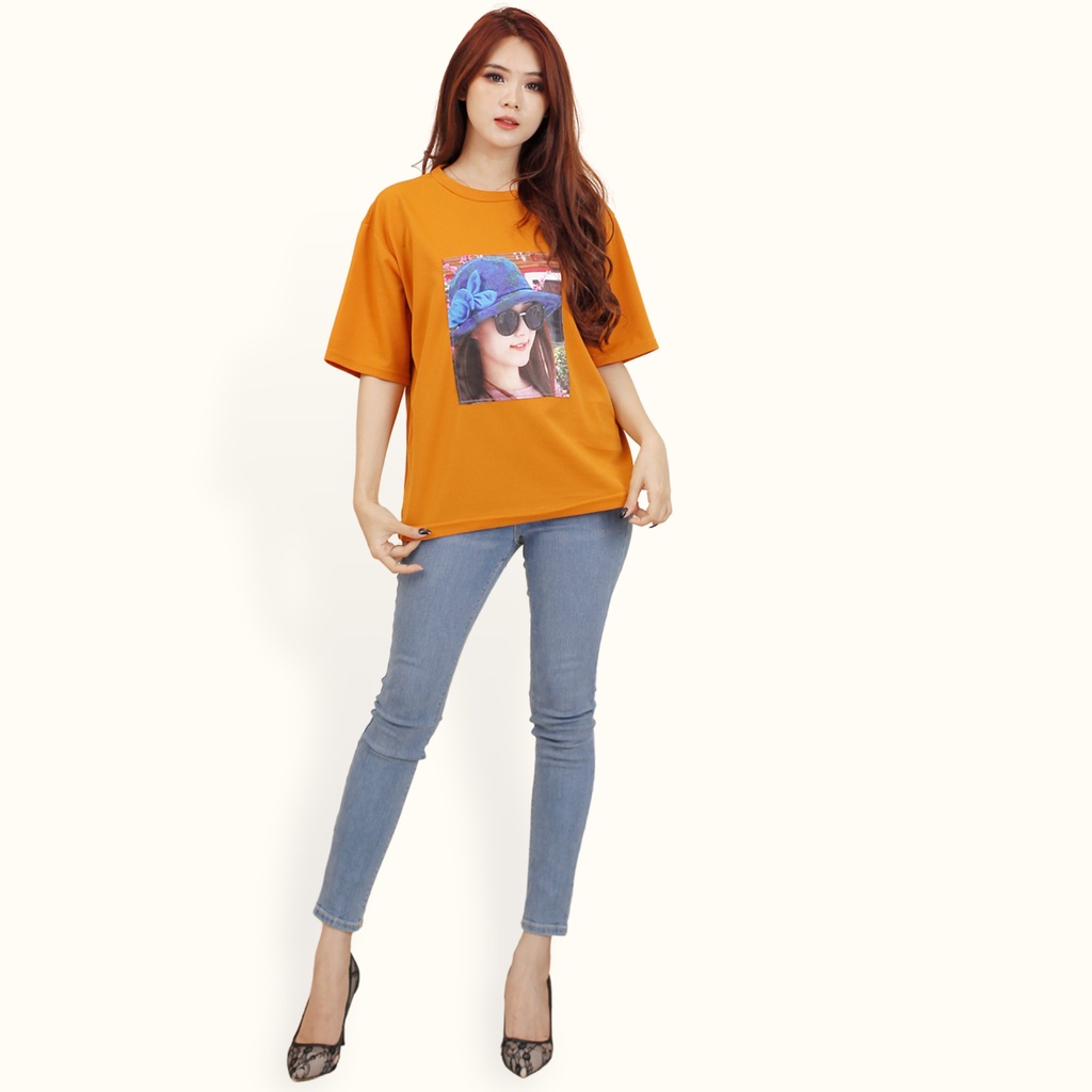 Kaos oversized Lengan pendek wanita Gaya Korea print DTF - XSHOP Indrarini