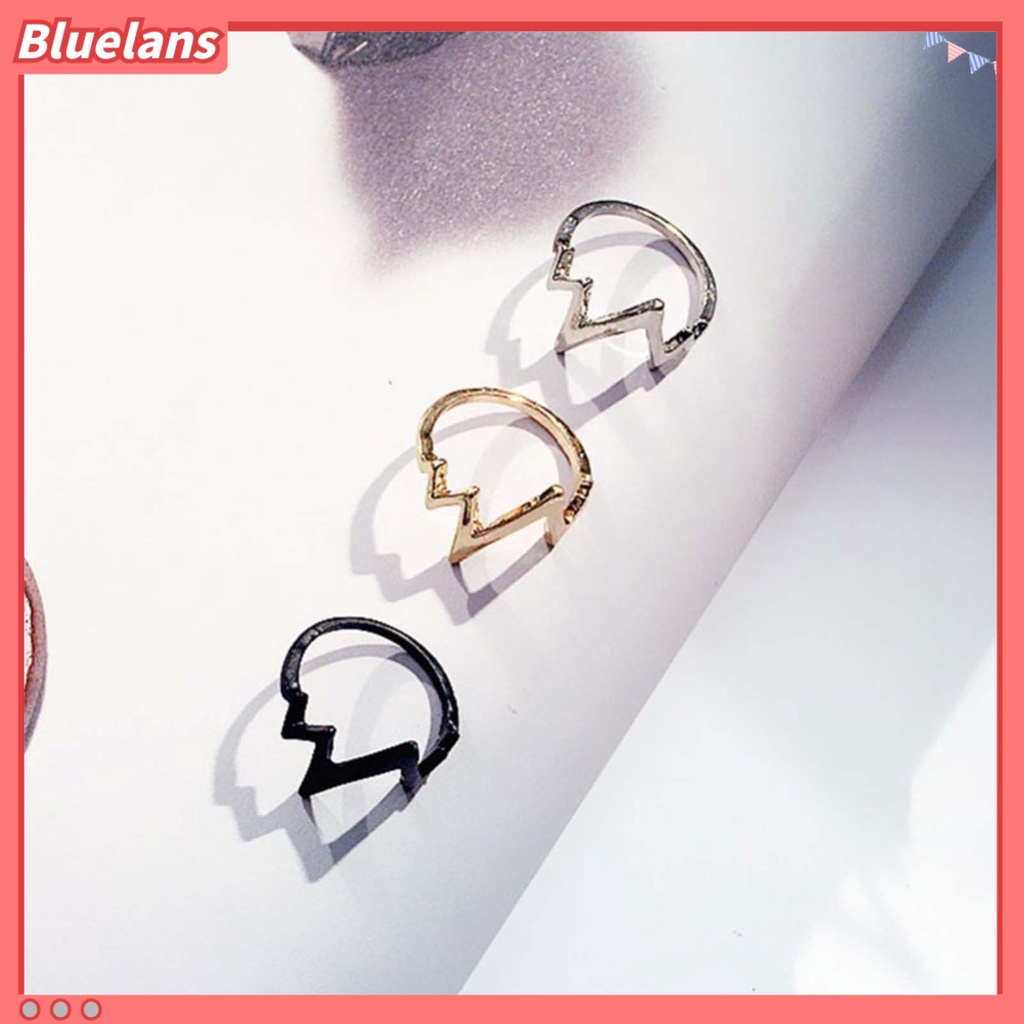 Bluelans ECG Shaped Ring American Street Style Decorative Men Women Fashionable Alloy Ring