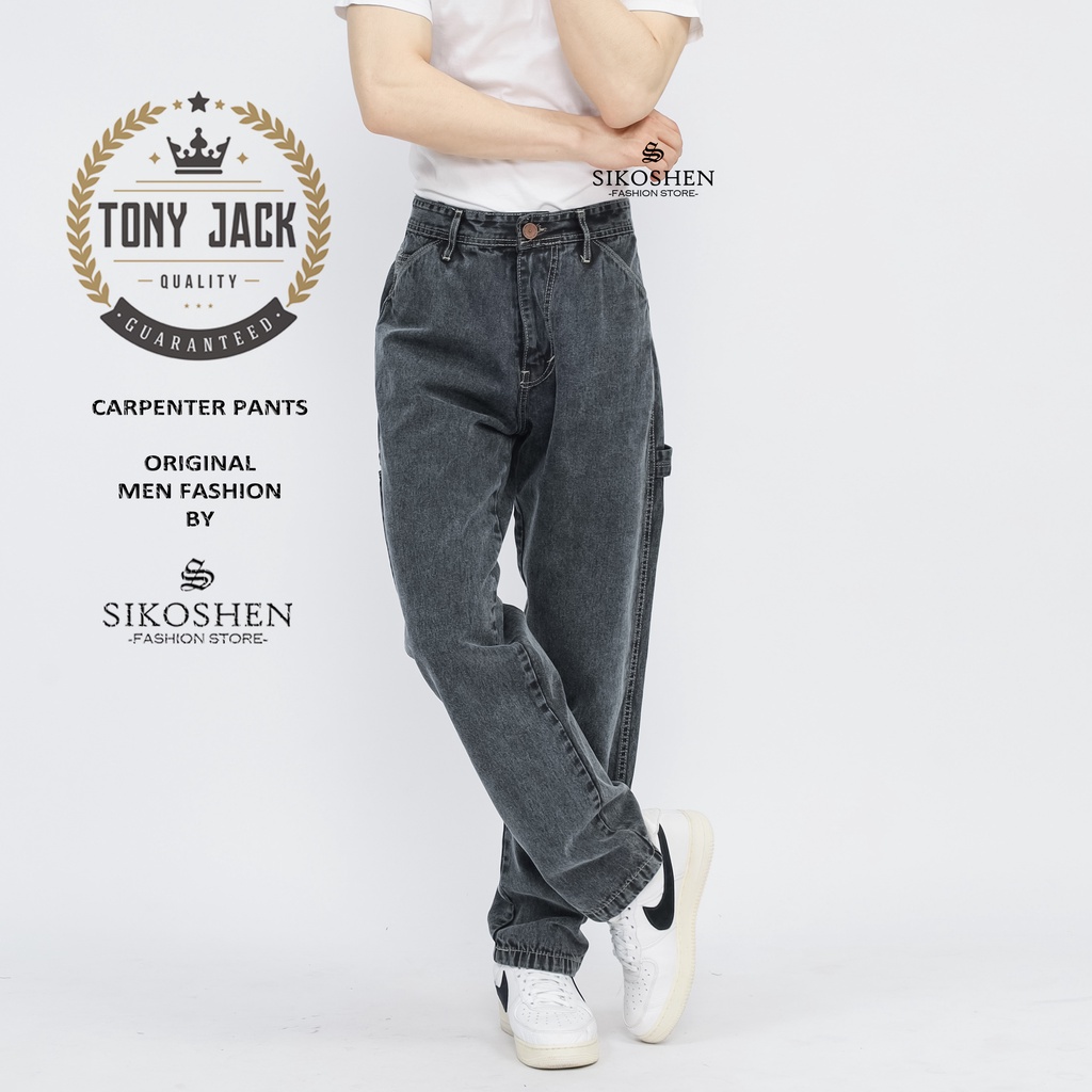 Celana Carpenter Pants Dark Grey TONY JACK | Celana Jeans Pria | Celana Baggy Pants | Fatigue Pants | Work Pants | Celana Oversize Pria