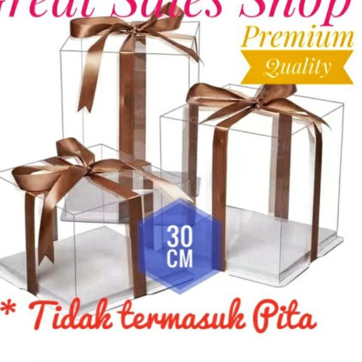 

Berkualitas! Cake Box Clear Dus Kue Bening Kotak kue Tutup Transparan Mika PET P30 x L30 CM ✔