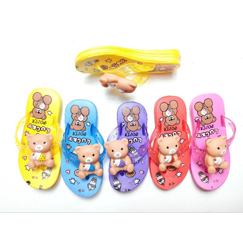 SANDAL IMPORT ANAK PEREMPUAN POITA 798-339 BERUANG BEAR BONEKA CIT UKURAN 24-29 SENDAL JAPIT PVC KARET