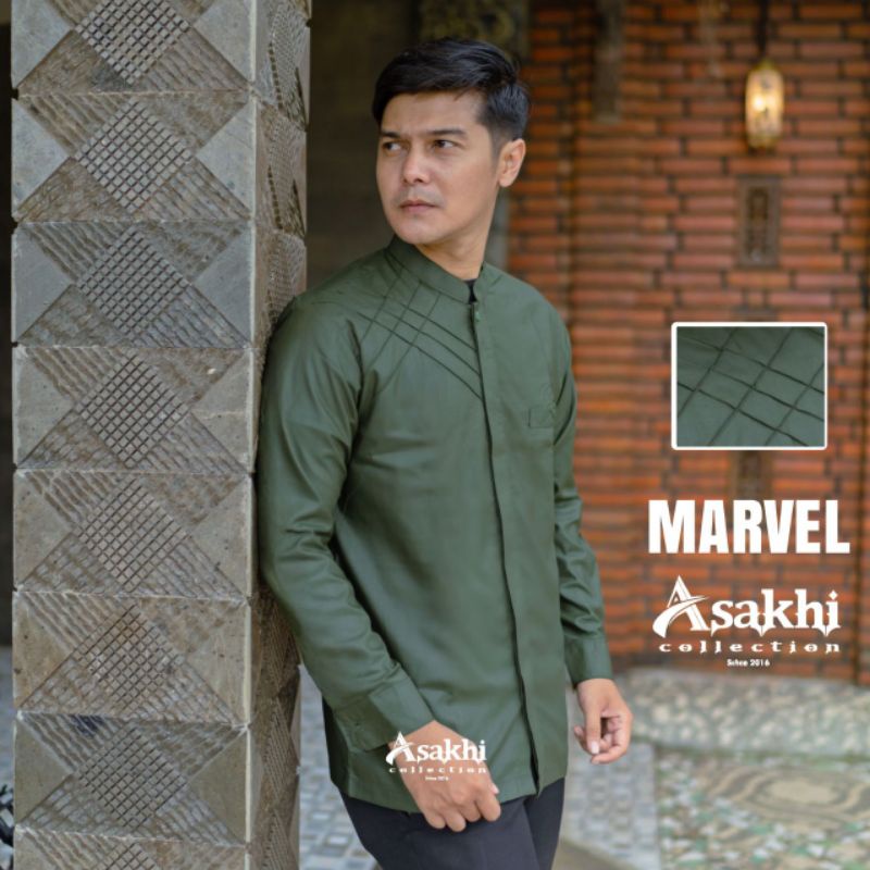 Baju Koko Pria Dewasa Lengan Panjang Motif Marvel Corak Terbaru