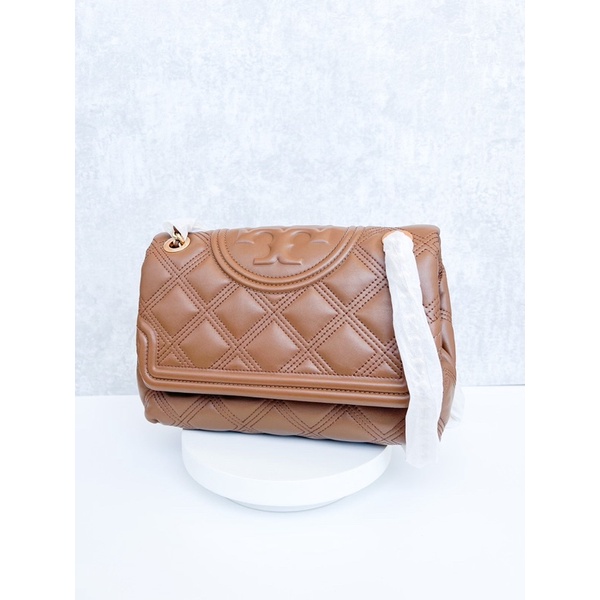 TORY BURCH FLEMING SOFT GLAZED CONVERTIBLE SHOULDERBAG IN MOOSE