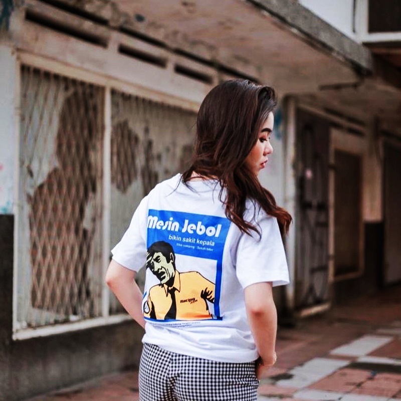 kaos mesin jebol ready hitam putih