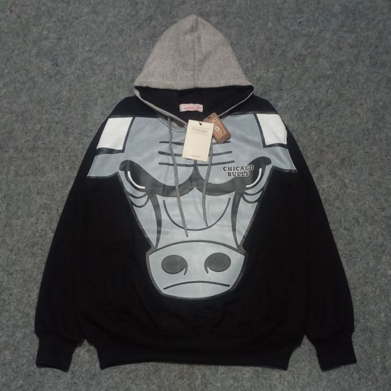 Hoodie Chicago Bulls Big Logo Hitam Premium Full Tag