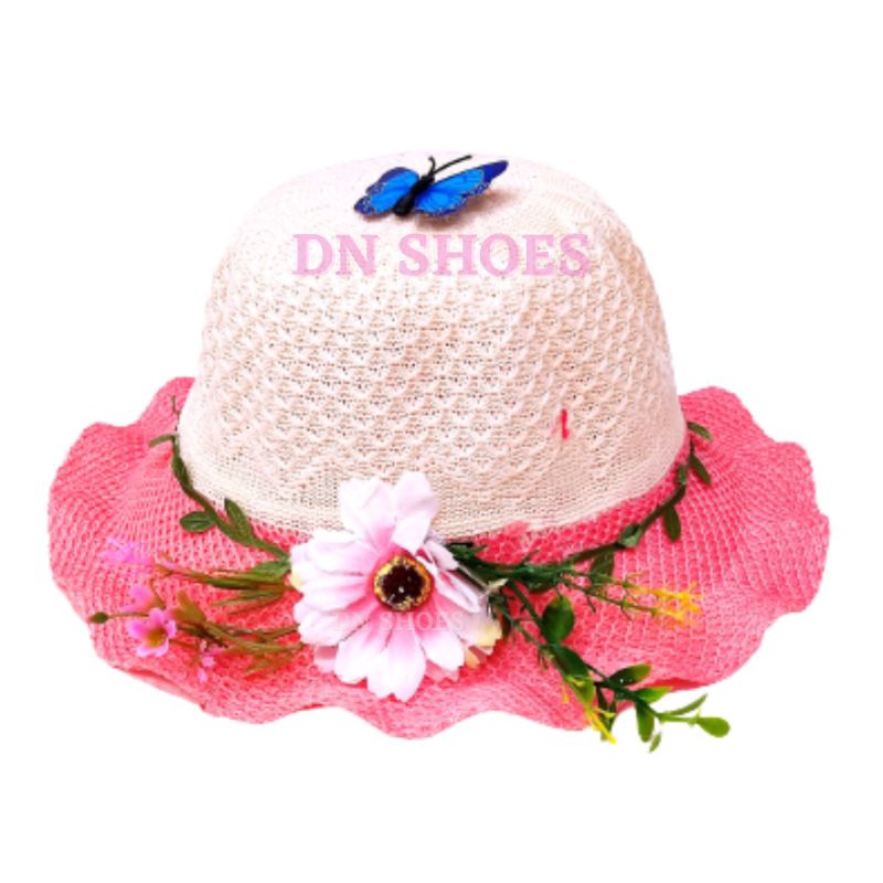 Topi anak perempuan topi pantai anak perempuan import motif bunga