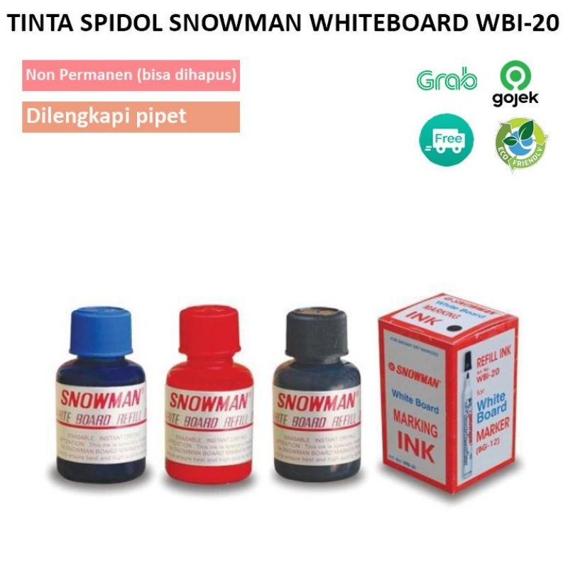 

SNOWMAN Whiteboard Ink Refill WBI-20 Tinta Spidol Non Permanen Warna Hitam dan Merah