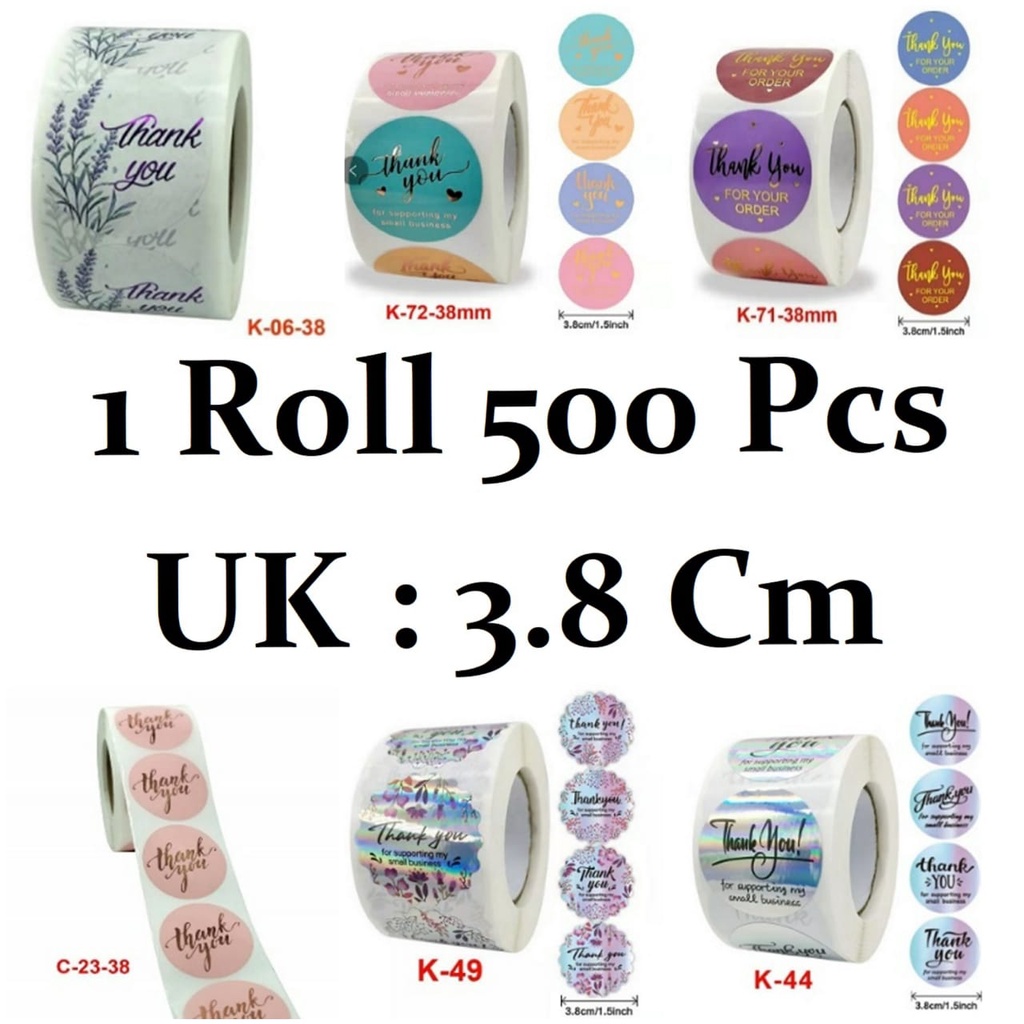 

Stiker Label Sticker Kado Ucapan Thank You Terima Kasih Per Roll 3.8Cm