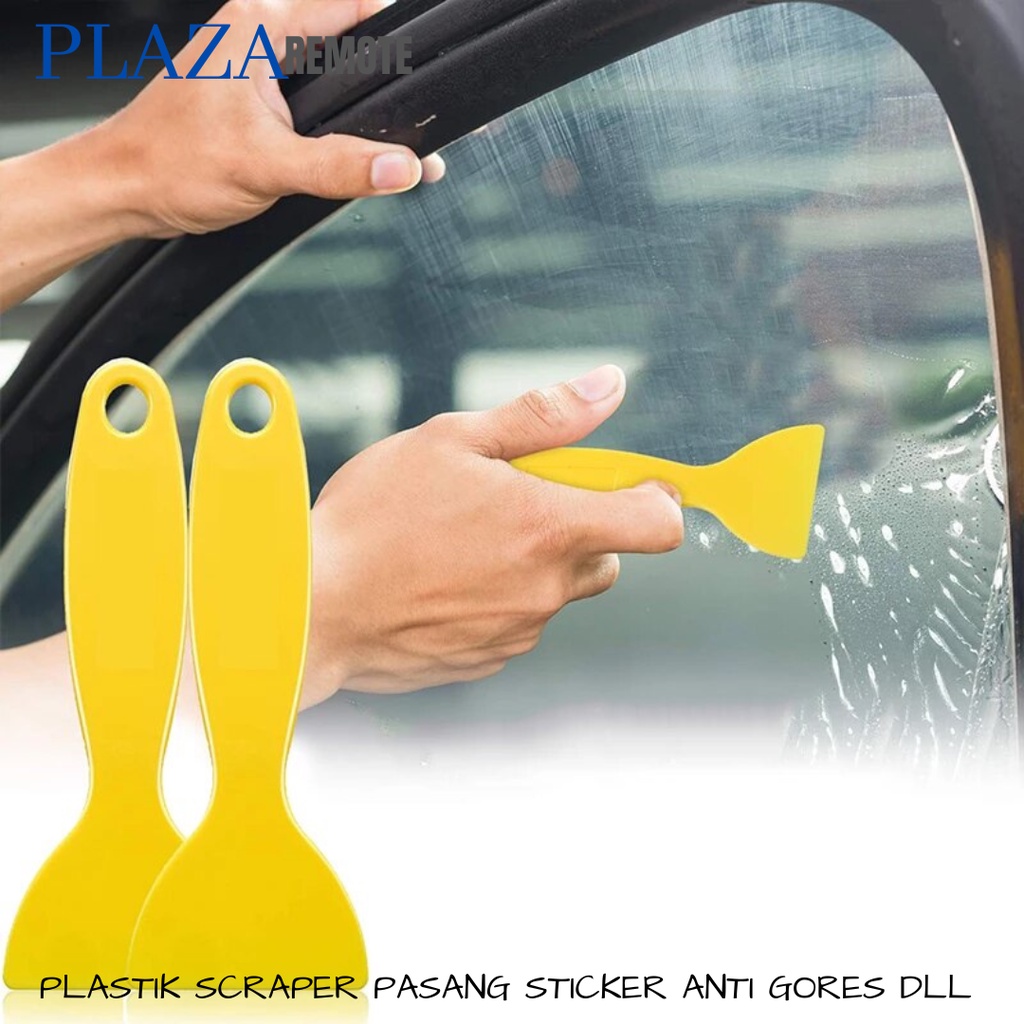 SCRAPER PLASTIK PERATA UNTUK PASANG STICKER ANTI GORES HP DLL KUNING 130X60MM