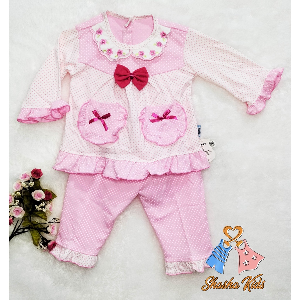 [MG-08] Baju Bayi Perempuan/ Dress Bayi Perempuan Mom's Gift motif 6-18 bln model lengan panjang