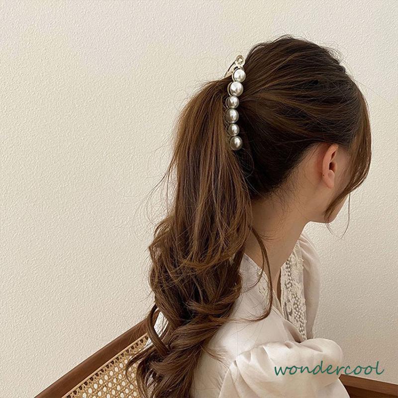 Jepit Rambut Pisang 10.5cm Mutiara Kristal Jepitan Ponytail  Salon Banana Ponytail Hair Claw Clips-Won