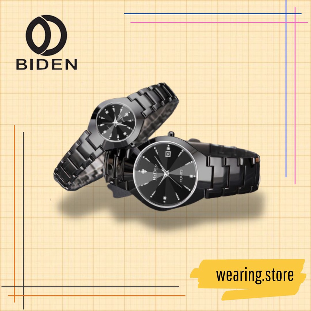 Original Jam Tangan BIDEN Jam tangan Couple Mode Santai Tahan Air Kuarsa jam tangan pria jam tangan
