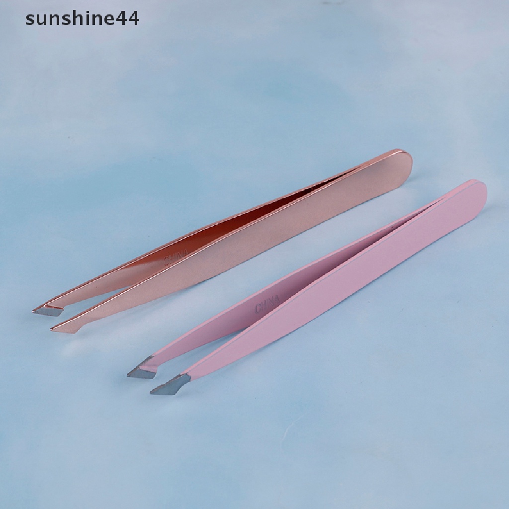 Sunshine Pinset Stainless Steel Ujung Miring Untuk Merapikan Alis