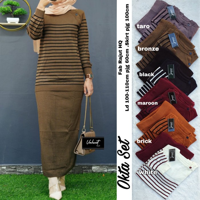 setelan baju wanita bawahan rok- setelan baju wanita bahan rajut kekinian
