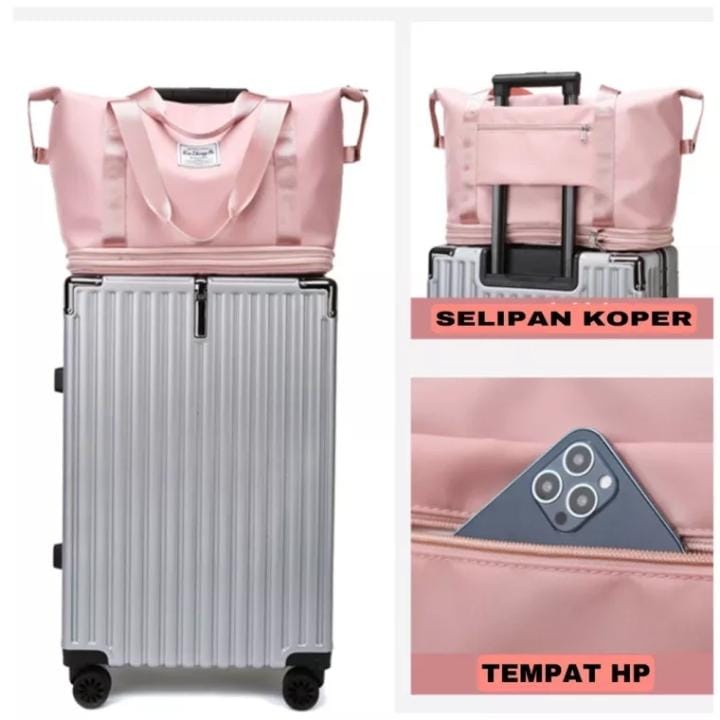 Tas Travel Bag Wanita Untuk Baju / Tas Traveling Bag Pakaian/ Trevel Multifungsi / Tas Fitness Cewek / Tas Gym Wanita / Tas Renang Anti Air Waterproof Import / Bisa COD