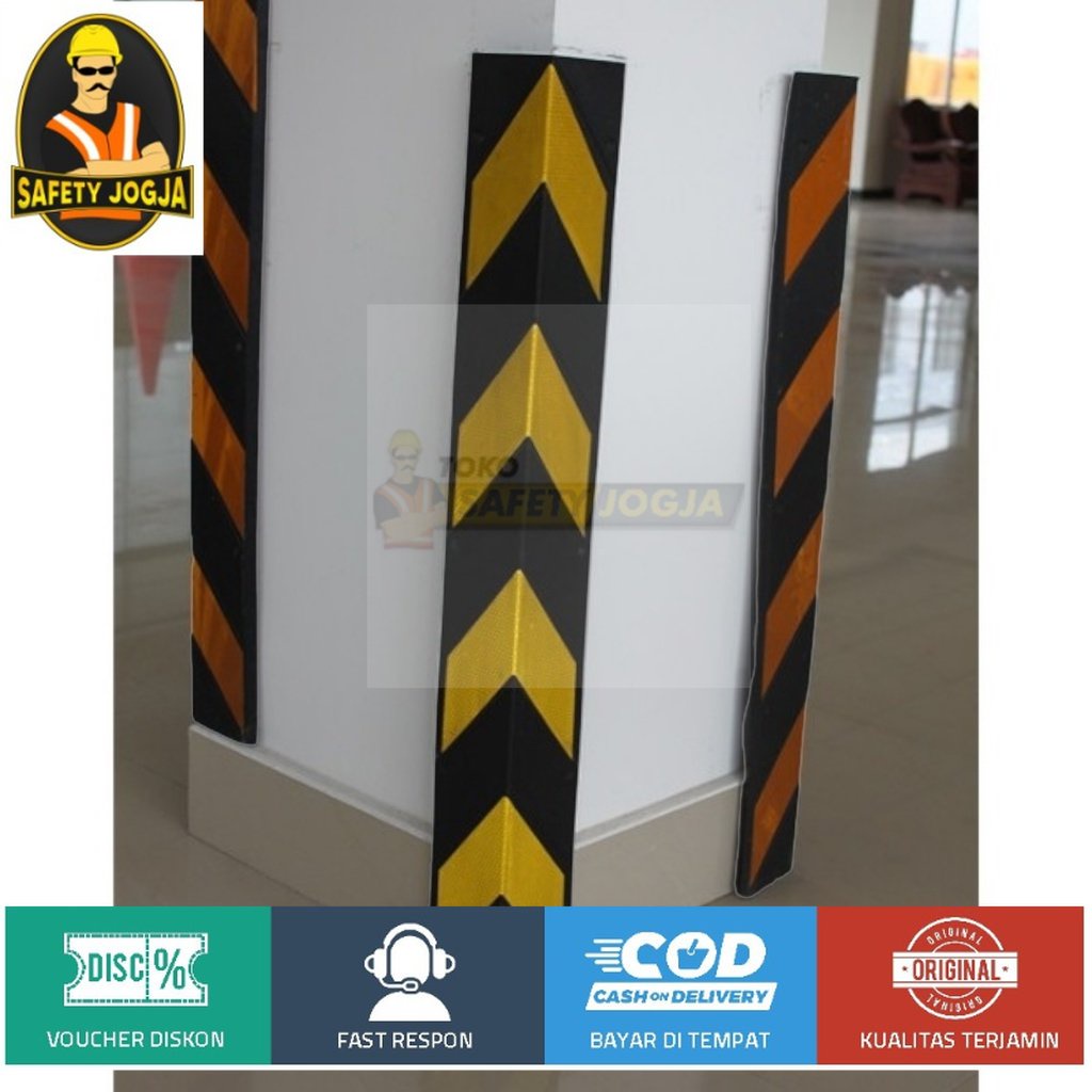 Rubber Corner Guard ATAU KARET Pelindung sudut (tembok) area parkir HITAM KUNING 78CM