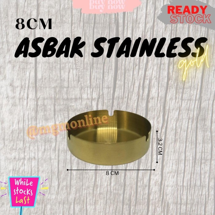 Asbak Stainless GOLD Cafe Tebal Bulat 8cm asbak besi polos 3 lubang