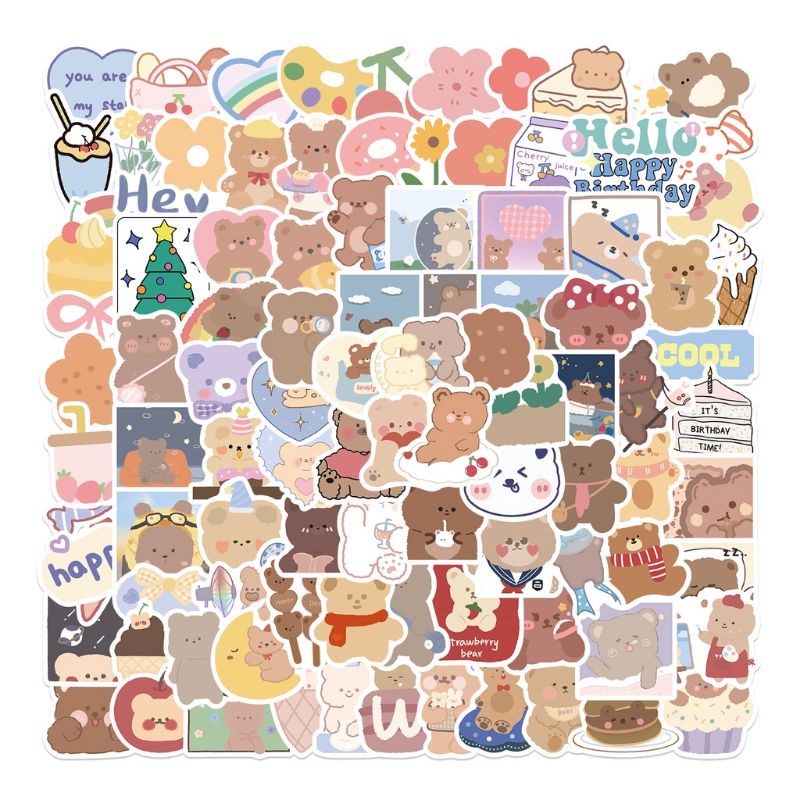 

Sticker Aesthetic | Sticker PVC | Sticker Beruang | Aesthetic Sticker | Dijual per pcs