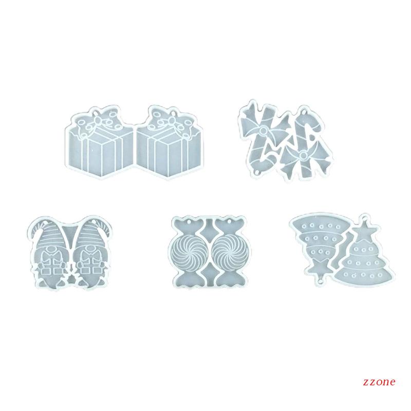Cetakan Liontin Anting Kombinasi Bentuk Pohon Natal Bahan Silikon Untuk Dekorasi Rumah Wanita