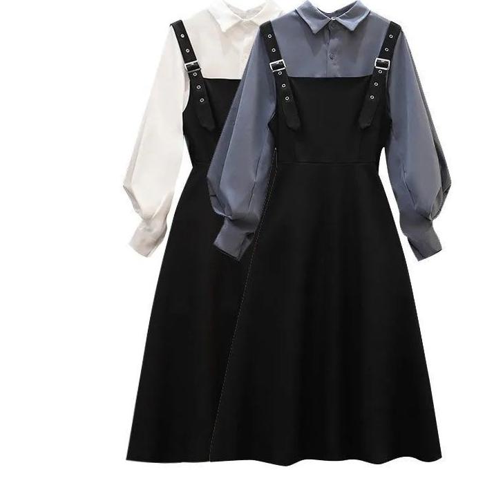 Recomended Kemeja   yang menutupi setelan pelangsing perut, gaun tali, setelan wanita，dress kodok wa