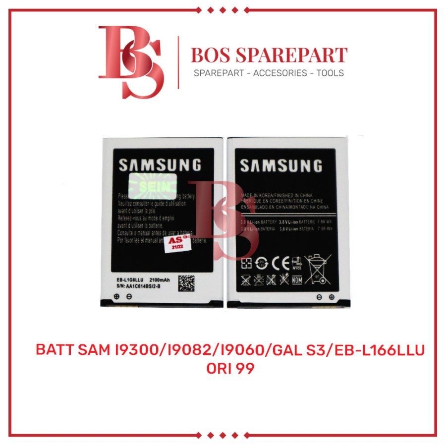 BATTERY SAMSUNG I9300 / I9082 / I9060 / GAL S3 / EB-L166LLU ORI 99