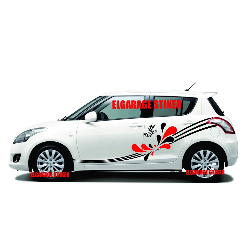 Stiker mobil swift cutting stiker body mobil swift stiker  body motif bunga stiker mobil terbaru
