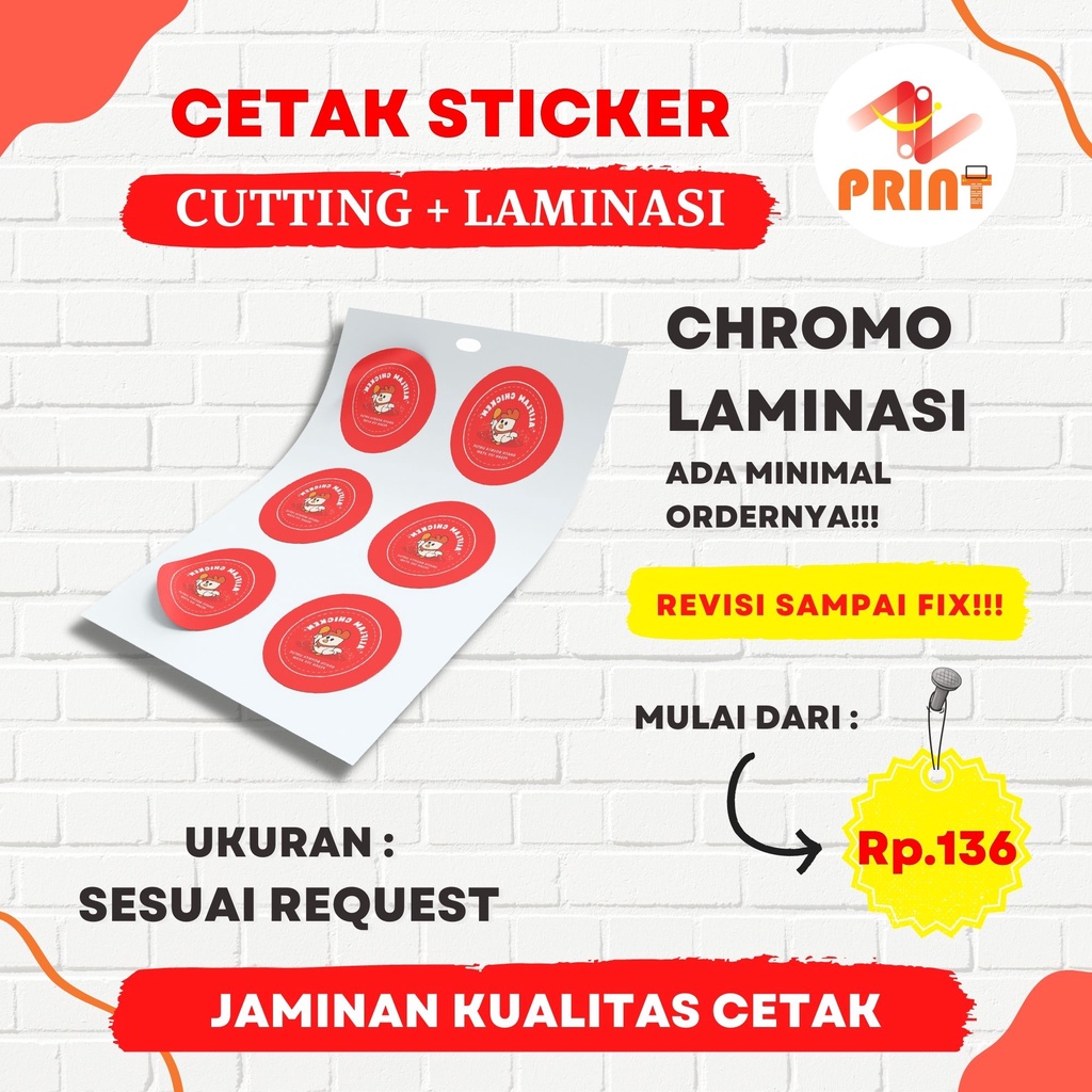 Jual Cetak Sticker Chromo A3 Sticker Label Sudah Laminasi Free