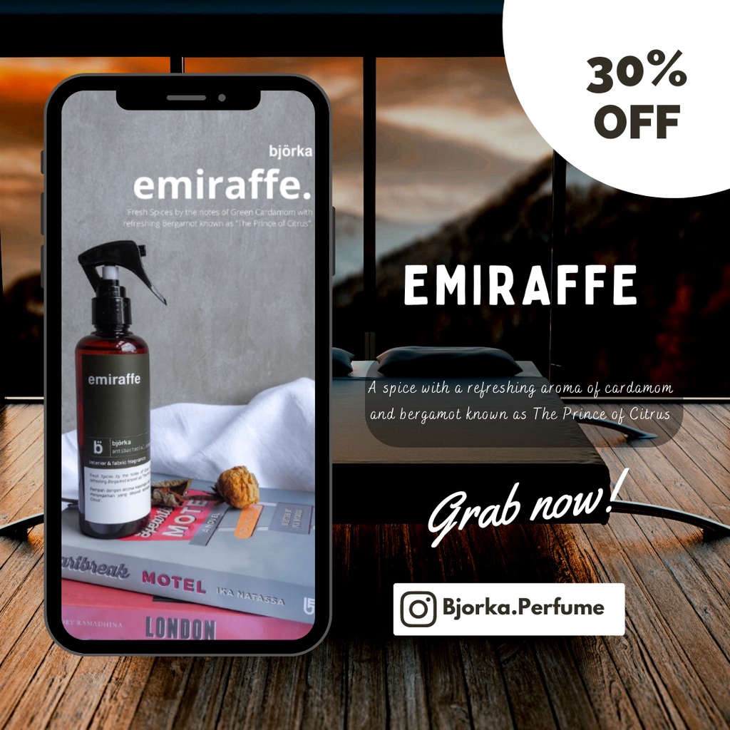 Emiraffe | Interior Fabric Fragrance | Bed Linen Spray | Blanket Spray | Aromatherapy Spray | Bjorka