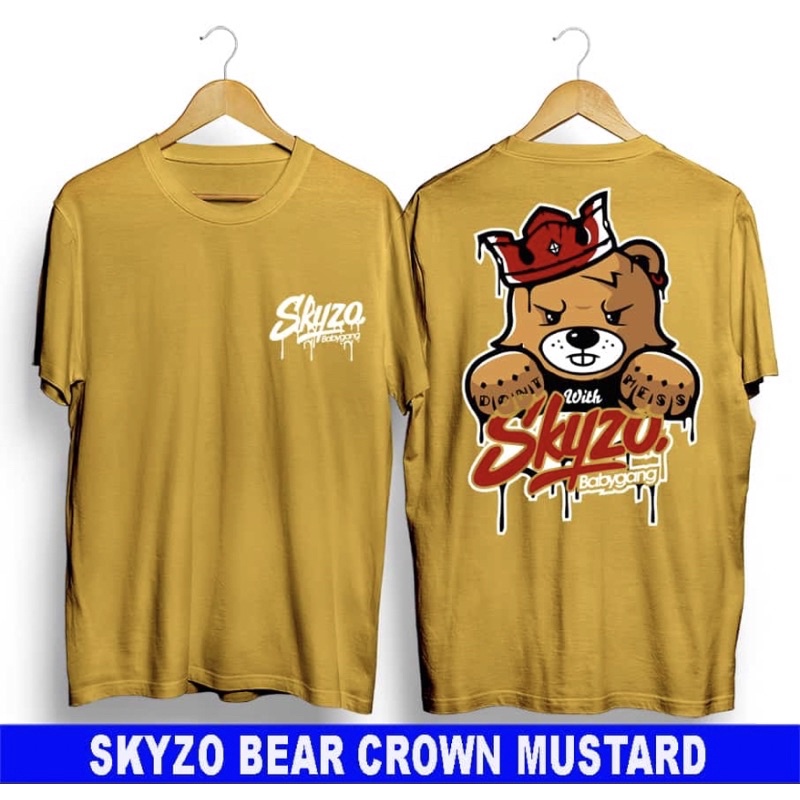 T-shirt Kaos/Baju Distro Original Skyzo Bear Crown Mustard