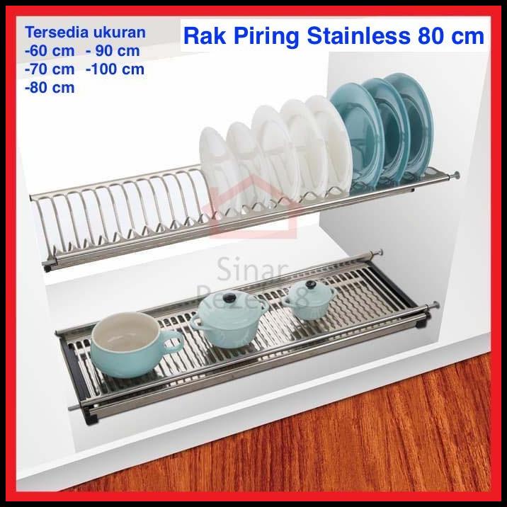 80 Cm Rak Piring Gelas Gantung Stainless Baleno Kabinet Dapur Kitchen
