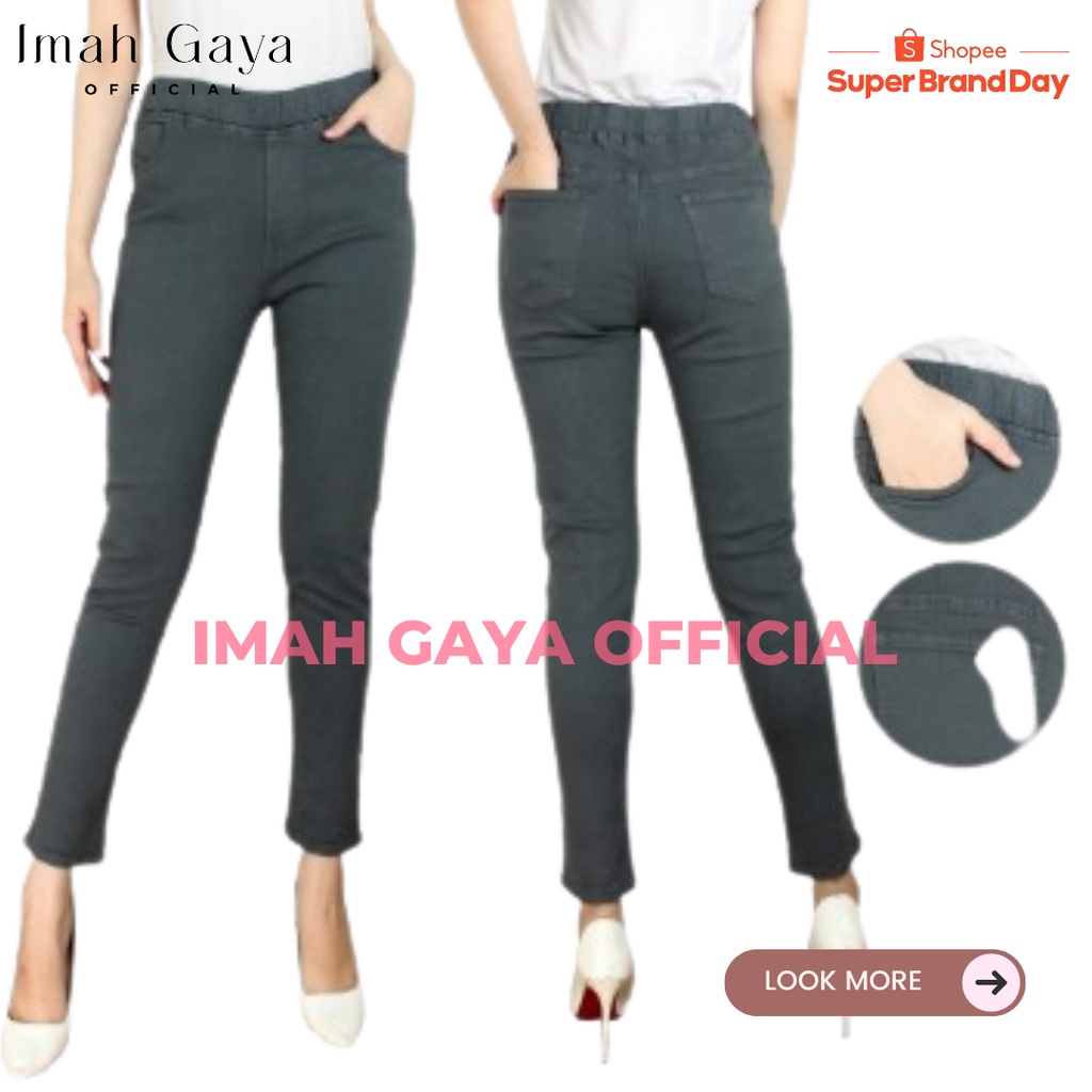 Imah Gaya Celana Jegging Jeans Wanita Dewasa Standar Polos Jeans Streach Nyaman Di Pakai