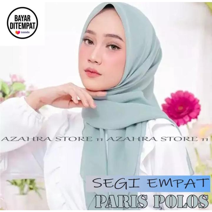 Jilbab Segi Empat Paris Polos Tepi Jahit HIjab Polos