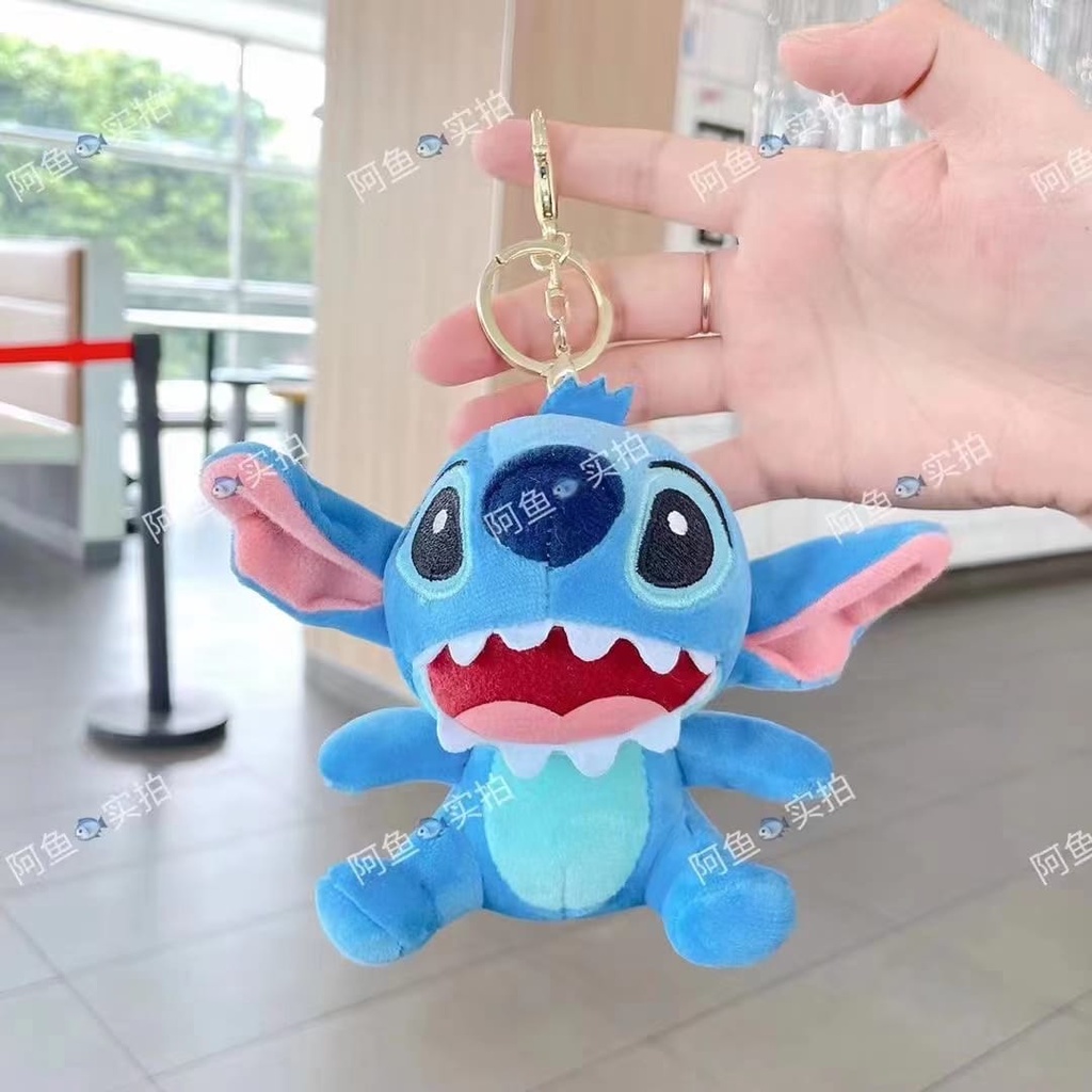 Gantungan kunci boneka stitch dekorasi tas bahan plush