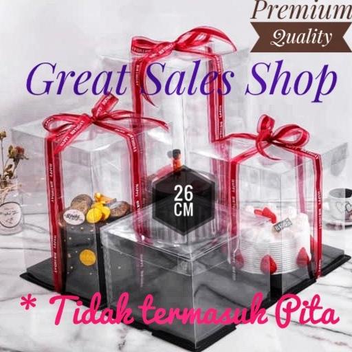 

SALE Cake Box Dus Kue Bening Kotak kue Clear Transparan Mika PET 26 CM