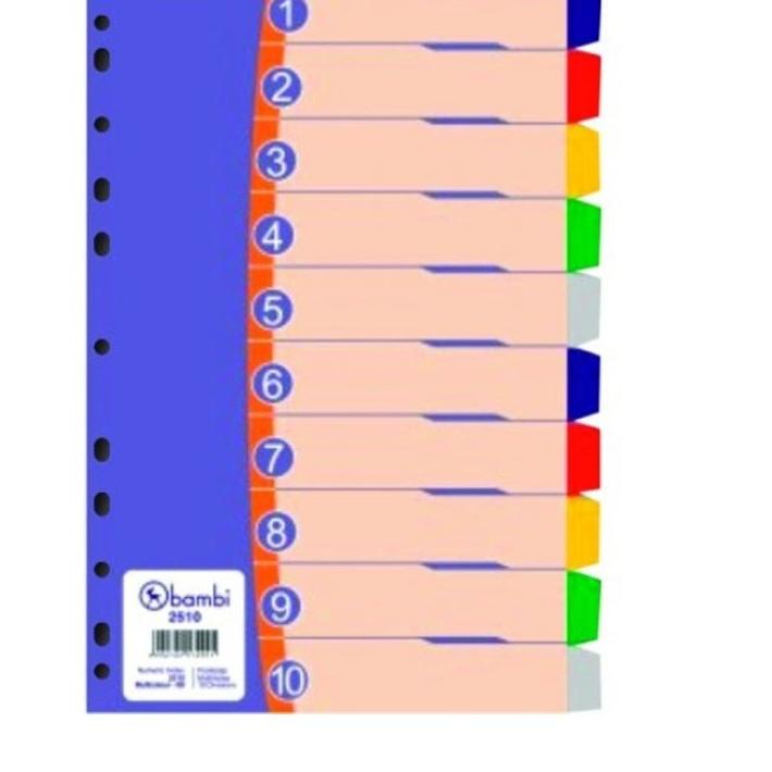 

Kekinian BAMBI Divider Plastic Folio 10 WARNA 2510 Pembatas Binder Plastik F4 !