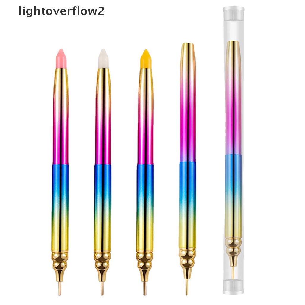 (lightoverflow2) Pen Brush Nail Art Dua Sisi Untuk Aplikasi Berlian Imitasi (ID)