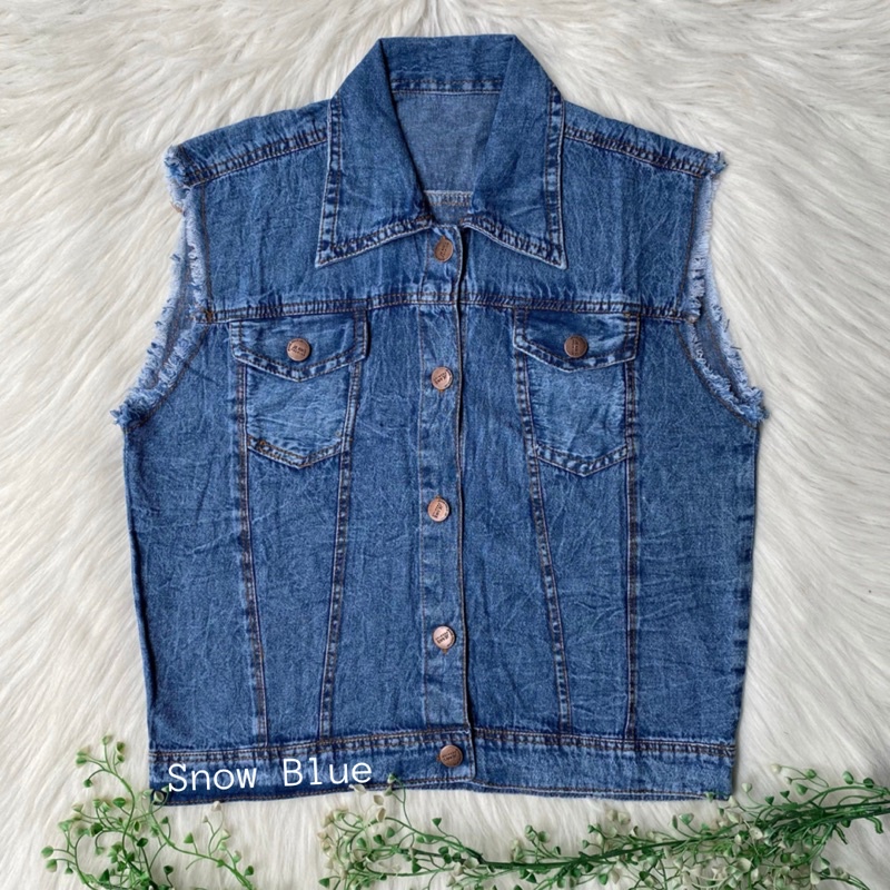 Rompi Jeans Jaket Vintage Wanita Vian Vest Outfit Terbaru Wanita