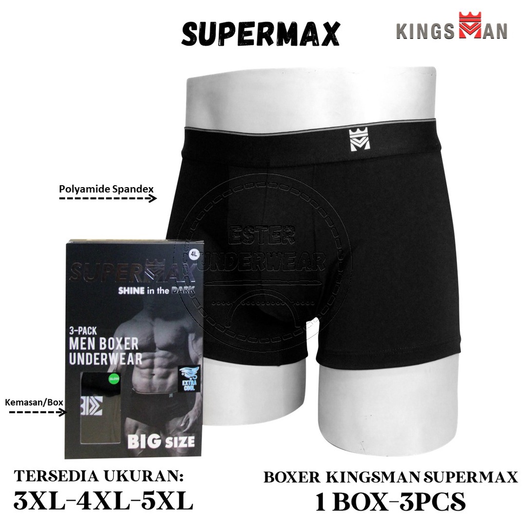 Celana Boxer kingsman SUPERMAX BIG SIZE ISI-3 PCS  EXTRA COOL