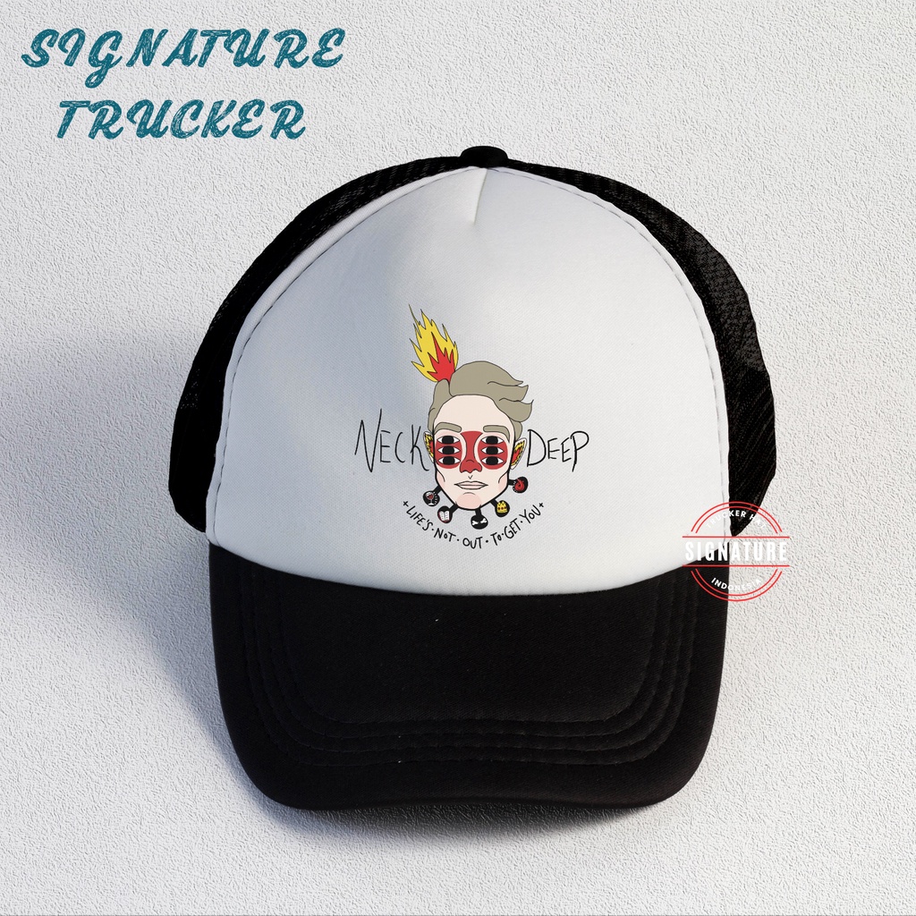 Neckdeep | Trucker Hat Best Seller | Topi Pria | Topi | Trucker | Topi Band | Baseball | Band | Topi Jaring | Topi Sablon | Head Studio