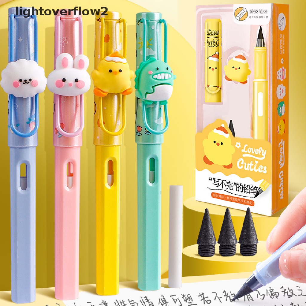 (lightoverflow2) 3pcs / set Pensil Ajaib Motif Hewan Lucu Tanpa Tinta Untuk Menulis / Sketsa / Hadiah Anak