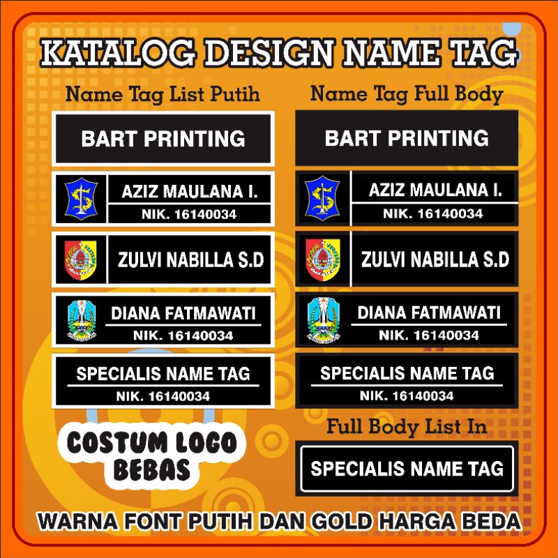 NAME TAG AKRILIK PAPAN NAMA NAMA DADA RESIN NAMETAG PENITI DAN MAGNET