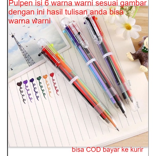 

Pulpen isi 6 warna warni sesuai gambar dengan ini hasil tulisan anda bisa warna warni