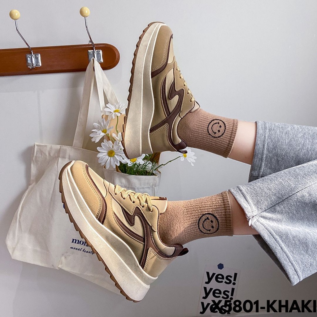 SEPATU SNEAKERS WANITA SOLE TINGGI WARNA CAKEP NYA ANTI BOHONG BAHAN PU IMPORT 5801