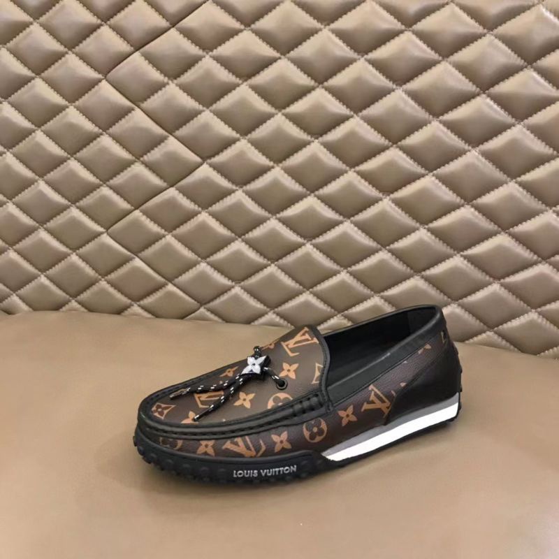 sepatu lv cowok loafer pria motif mono coklat mirror vip men shoes slip on new p1shoes